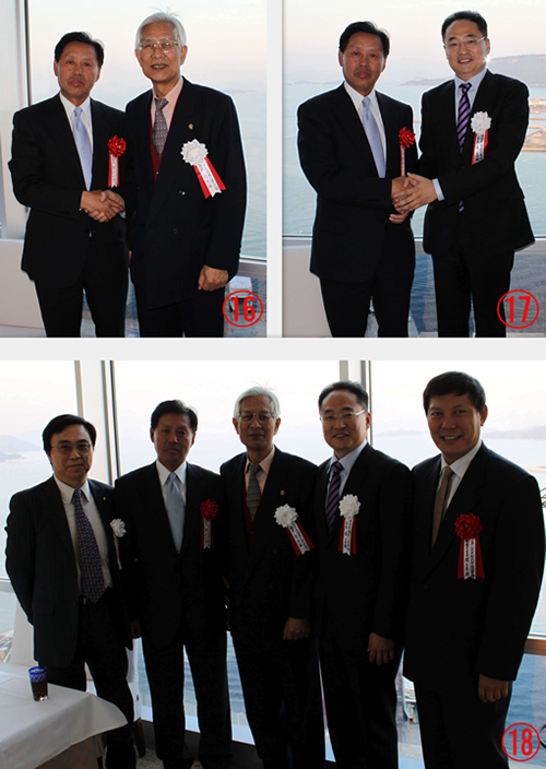 鄭 祥林総領事と当連合会顧問 高 秀雄氏 鄭 祥林総領事と当連合会会長 張 嘉樹氏 
鄭 祥林総領事、趙 大為領事と当連合会理事